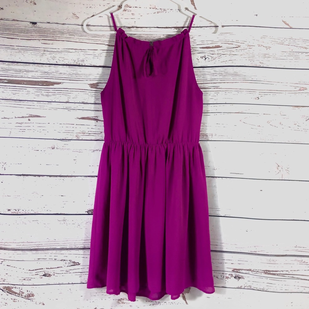 41 Hawthorn StitchFix Drawstring Plum Halter Dress
